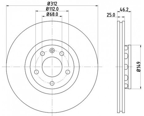 Brake disc 8DD 355 127-571 Hella