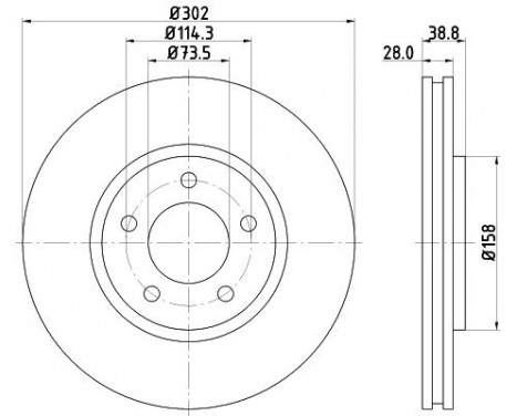 Brake disc 8DD 355 127-671 Hella