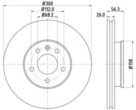 Brake disc 8DD 355 127-701 Hella