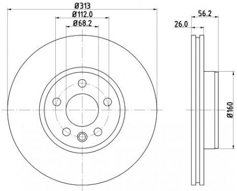 Brake disc 8DD 355 127-711 Hella