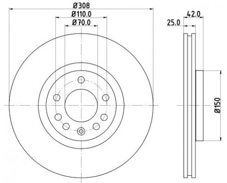 Brake disc 8DD 355 127-721 Hella