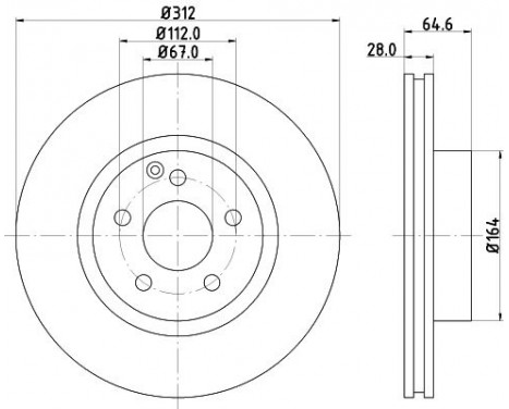 Brake disc 8DD 355 127-771 Hella