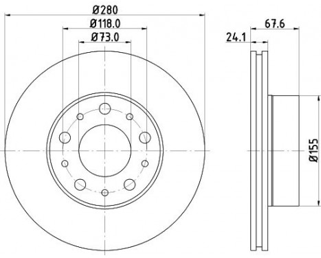 Brake disc 8DD 355 127-811 Hella