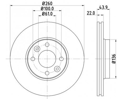 Brake disc 8DD 355 127-881 Hella