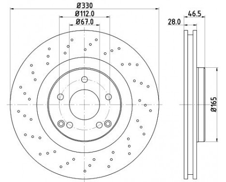 Brake disc 8DD 355 127-911 Hella