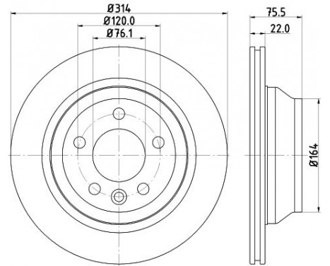 Brake disc 8DD 355 128-081 Hella