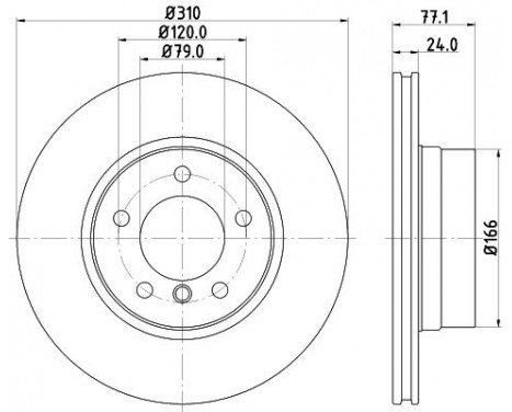 Brake disc 8DD 355 128-101 Hella