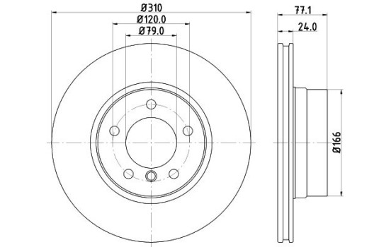 Brake disc 8DD 355 128-101 Hella