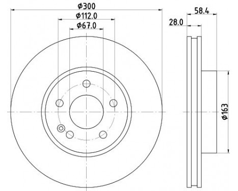 Brake disc 8DD 355 128-131 Hella