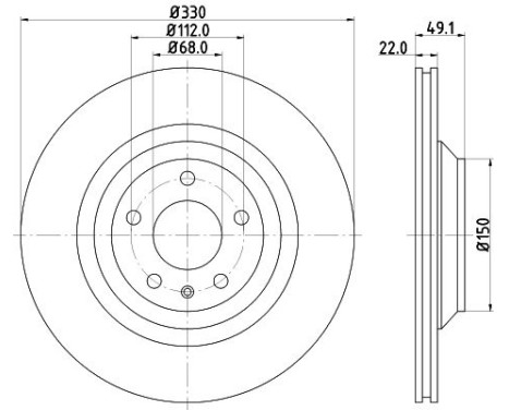 Brake disc 8DD 355 128-321 Hella