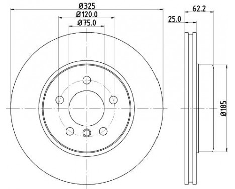 Brake disc 8DD 355 128-481 Hella