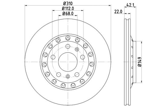 Brake disc 8DD 355 128-651 Hella