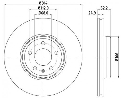 Brake disc 8DD 355 128-711 Hella