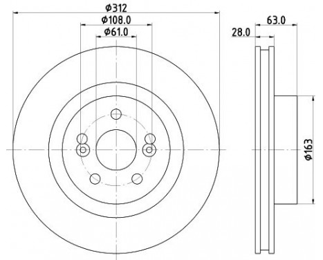 Brake disc 8DD 355 128-861 Hella