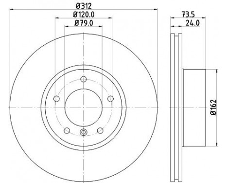 Brake disc 8DD 355 128-921 Hella