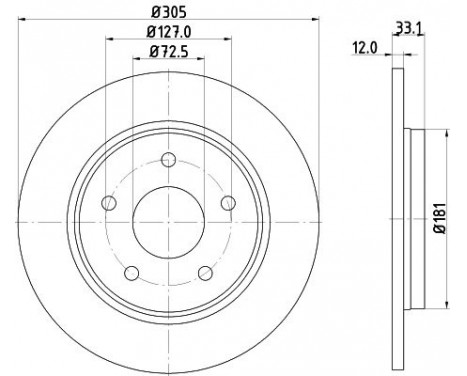 Brake disc 8DD 355 129-001 Hella