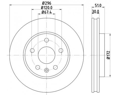 Brake disc 8DD 355 129-081 Hella