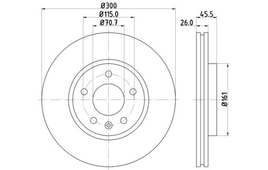 Brake disc 8DD 355 129-171 Hella