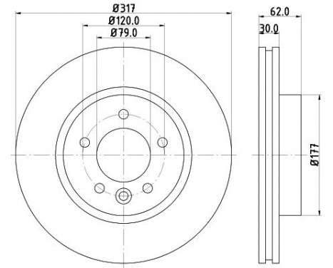 Brake disc 8DD 355 129-471 Hella