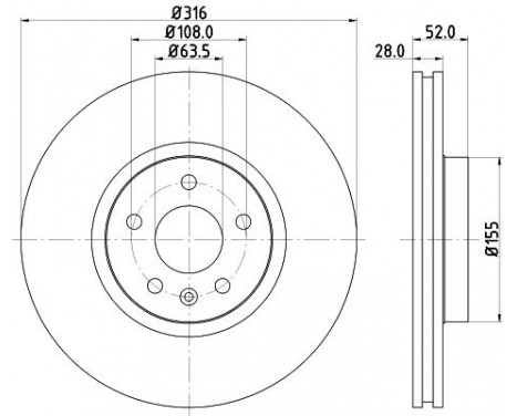 Brake disc 8DD 355 129-511 Hella