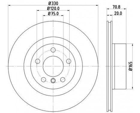 Brake disc 8DD 355 129-811 Hella