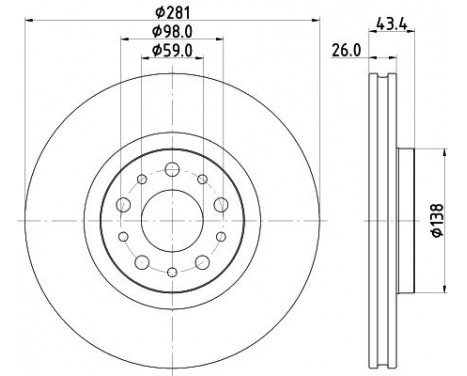 Brake disc 8DD 355 132-131 Hella