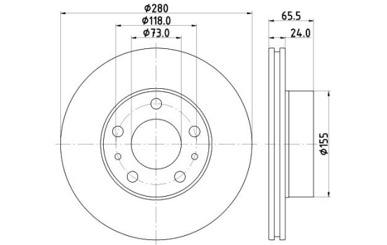 Brake disc 8DD 355 132-141 Hella