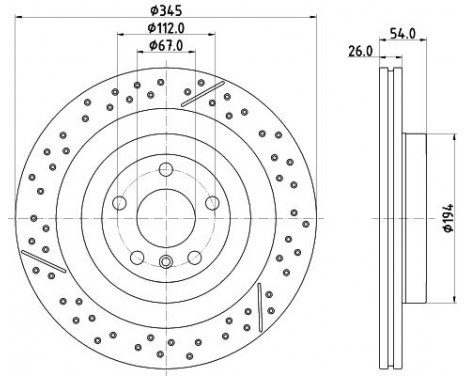 Brake disc 8DD 355 132-461 Hella