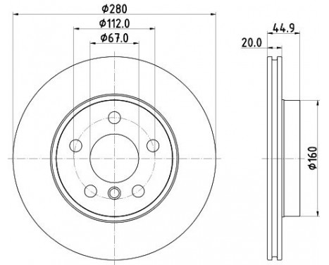 Brake disc 8DD 355 132-541 Hella