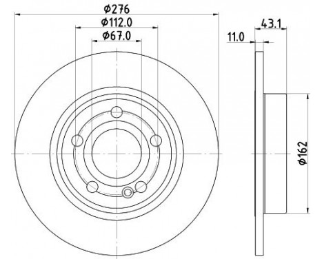 Brake disc 8DD 355 133-061 Hella