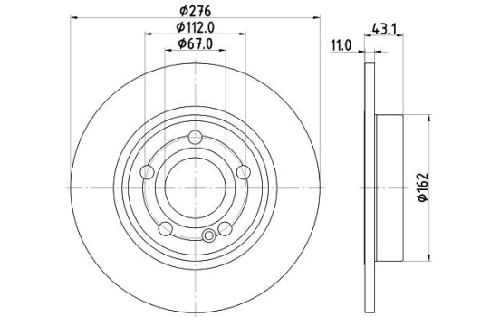 Brake disc 8DD 355 133-061 Hella
