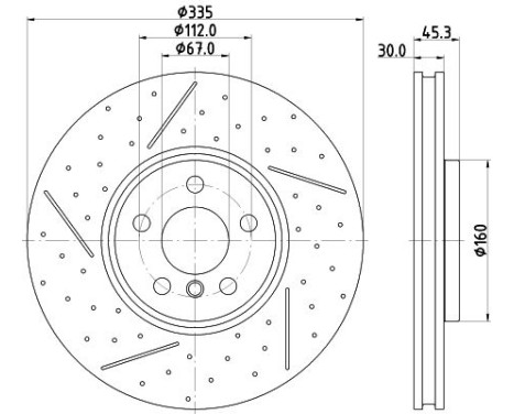 Brake disc 8DD 355 133-091 Hella