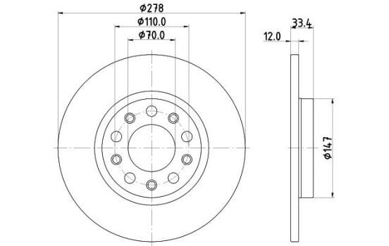 Brake disc 8DD 355 133-721 Hella
