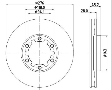 Brake disc 8DD 355 134-931 Hella