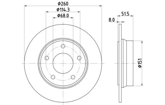 Brake disc 8DD 355 135-081 Hella