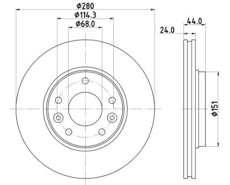Brake disc 8DD 355 135-091 Hella