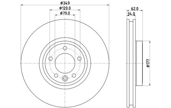 Brake disc 8DD 8DD 355 132-551 Hella