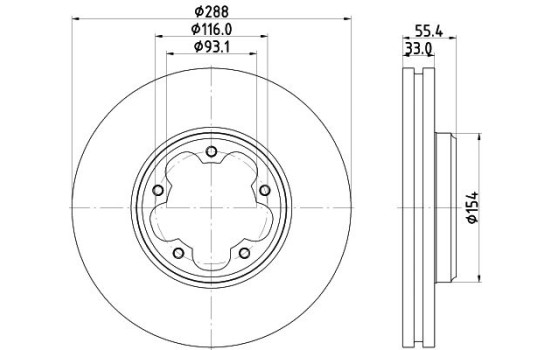 BRAKE DISC 8DD 8DD 355 133-161 Hella