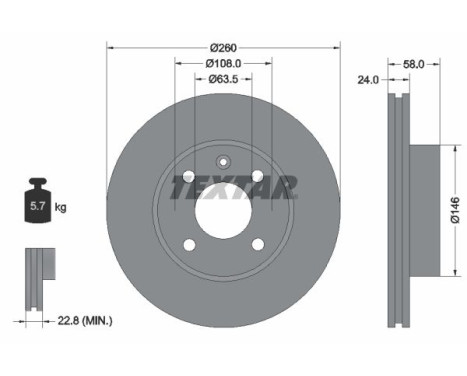Brake disc 92027300 Textar