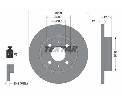 Brake disc 92039100 Textar
