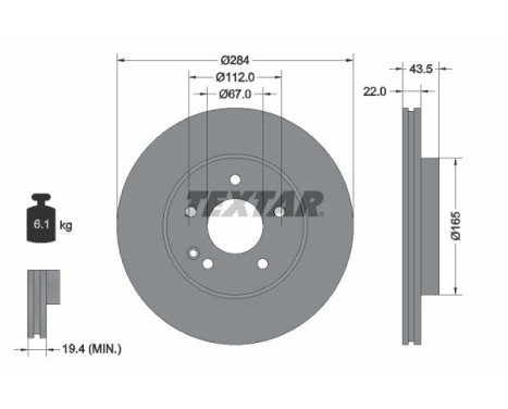 Brake disc 92059405 Textar