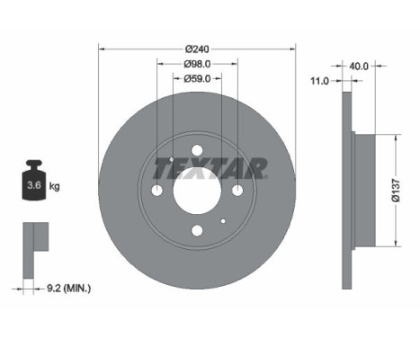 Brake disc 92061100 Textar