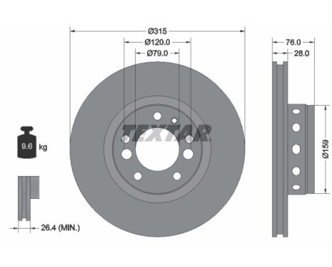 Brake disc 92070900 Textar