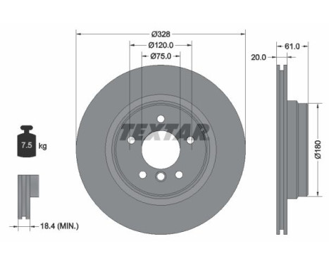 Brake disc 92074904 Textar