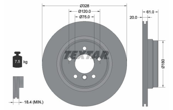 Brake disc 92074904 Textar