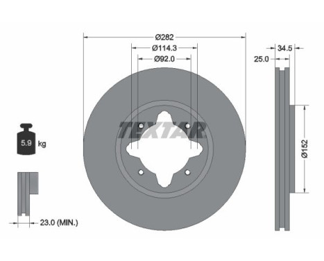 Brake disc 92078100 Textar