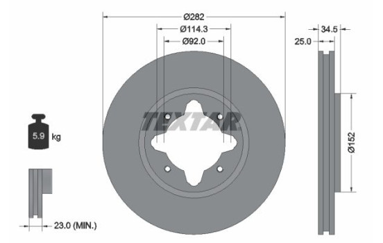 Brake disc 92078100 Textar