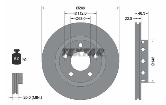 Brake Disc 92098400 Textar