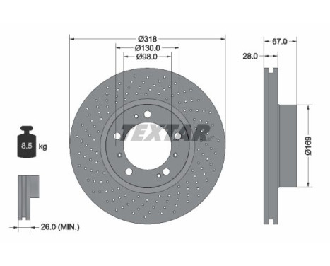 Brake disc 92099907 Textar