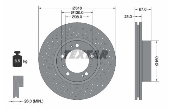 Brake disc 92099907 Textar